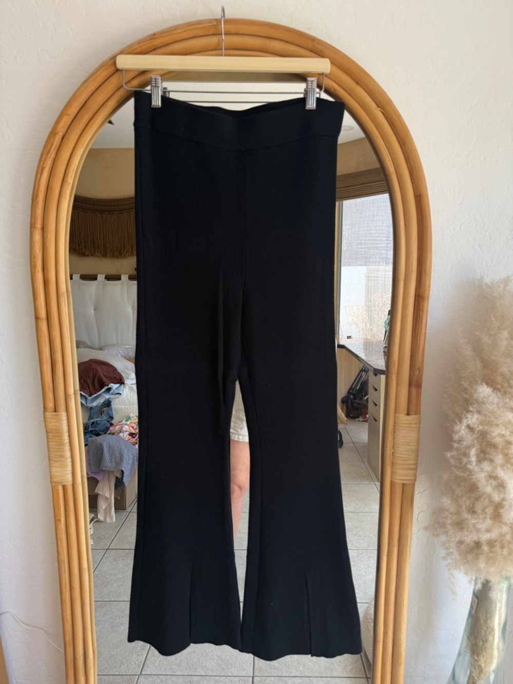Abercrombie & Fitch Black Ribbed Flare Pants